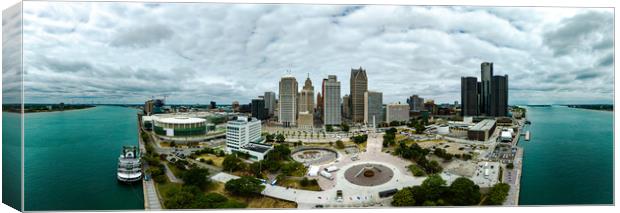 City of Detroit - panoramic aerial view - DETROIT, USA - JUNE 13, 2023 Canvas Print by Erik Lattwein