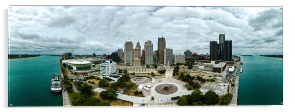 City of Detroit - panoramic aerial view - DETROIT, USA - JUNE 13, 2023 Acrylic by Erik Lattwein