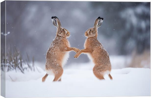 Boxing Hares Canvas Print by Picture Wizard