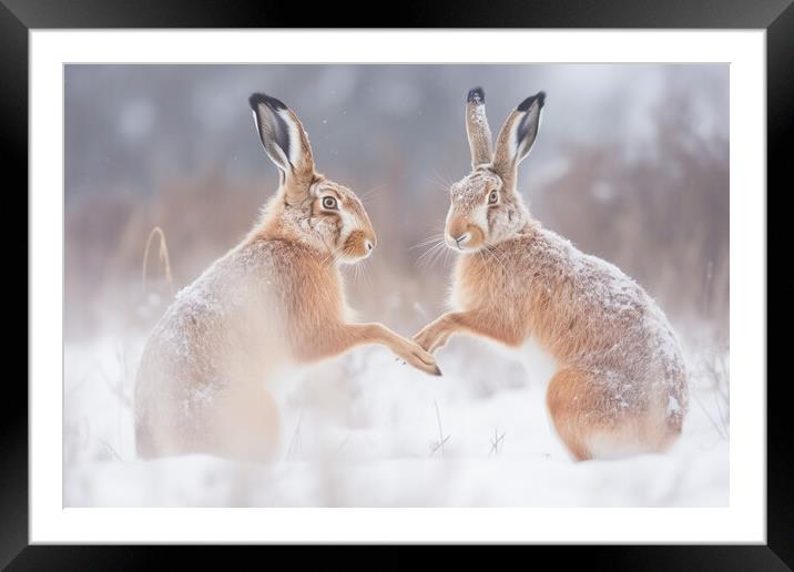 March Hares Framed Mounted Print by Picture Wizard