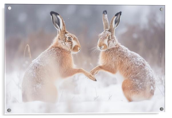 March Hares Acrylic by Picture Wizard