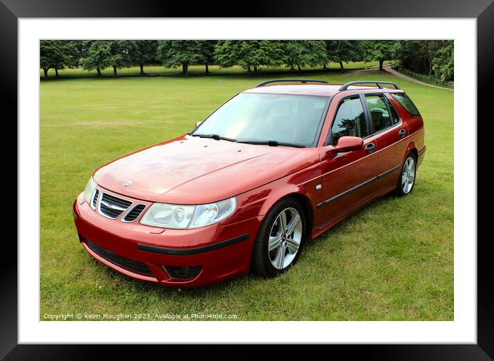 Saab  9-5 Estate Car 2005 Framed Mounted Print by Kevin Maughan