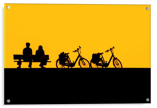 Resting Cyclists at Sunset Acrylic by Arterra 