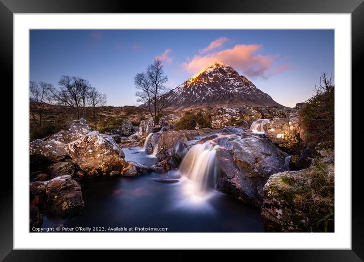 First Light on The Buachaille Framed Mounted Print by Peter O'Reilly