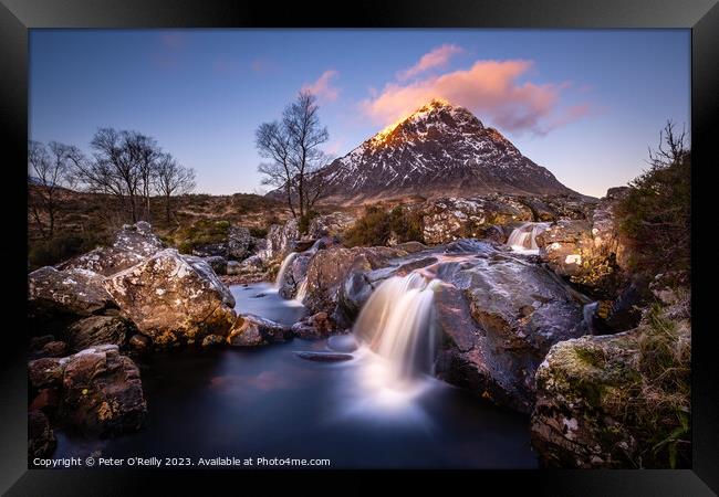 First Light on The Buachaille Framed Print by Peter O'Reilly