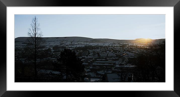 Sunrise over a wintery Pendle Framed Mounted Print by Peter Elliott 