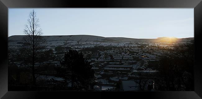 Sunrise over a wintery Pendle Framed Print by Peter Elliott 