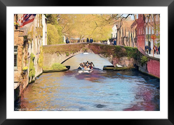 Bruges bridge in abstract - CR2304-9003-ABS Framed Mounted Print by Jordi Carrio