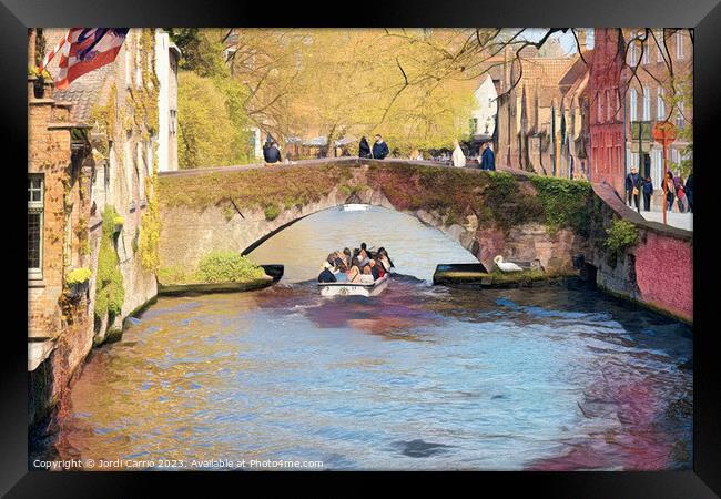 Bruges bridge in abstract - CR2304-9003-ABS Framed Print by Jordi Carrio