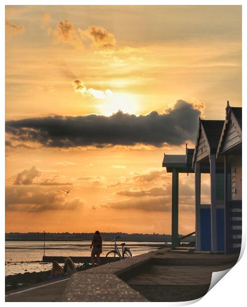 sunsetting over the Brightlingsea Beach  Print by Tony lopez