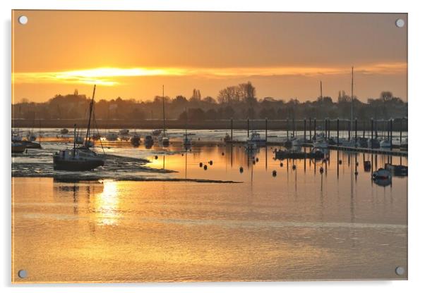 Sun rising over Brightlingsea Harbour  Acrylic by Tony lopez