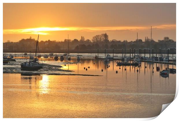 Sun rising over Brightlingsea Harbour  Print by Tony lopez