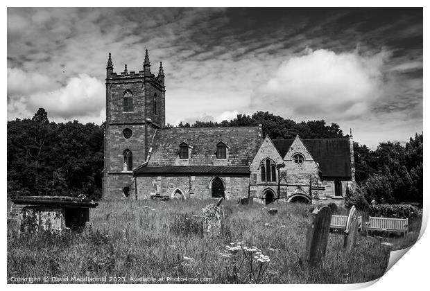 St John the Baptist Church, Feckenham (Black & White) Print by David Macdiarmid