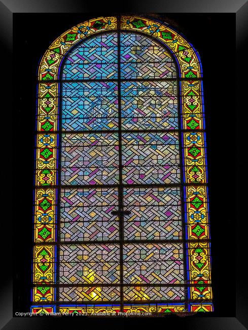 Stained Glass Hospital Hotel -Dieu Chapel Basilica Lyon France Framed Print by William Perry