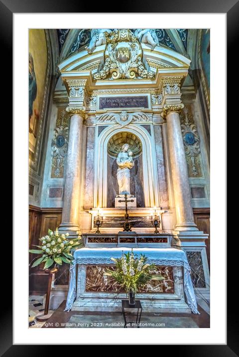 Mary Jesus Statue Hotel -Dieu Chapel Basilica Lyon France Framed Mounted Print by William Perry