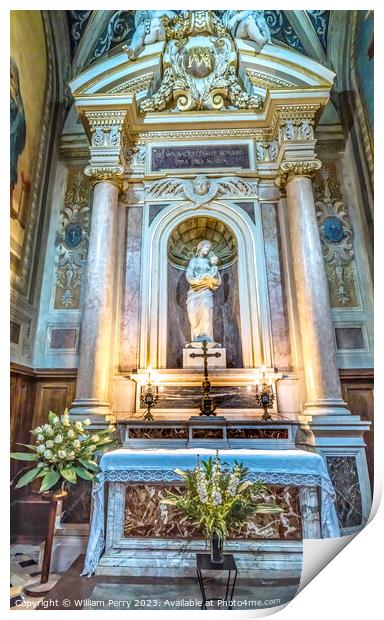 Mary Jesus Statue Hotel -Dieu Chapel Basilica Lyon France Print by William Perry
