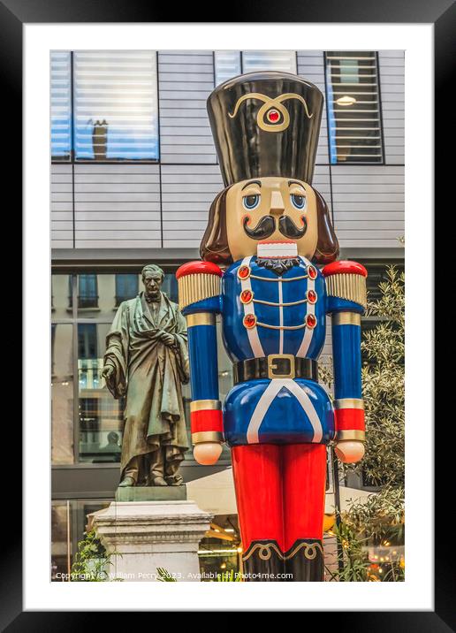 Nutcracker Christmas Decoration Statue Cityscape Lyon France Framed Mounted Print by William Perry