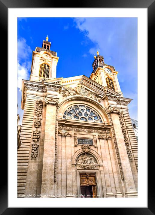 Hospital Hotel -Dieu Chapel Outside Facade Lyon France Framed Mounted Print by William Perry
