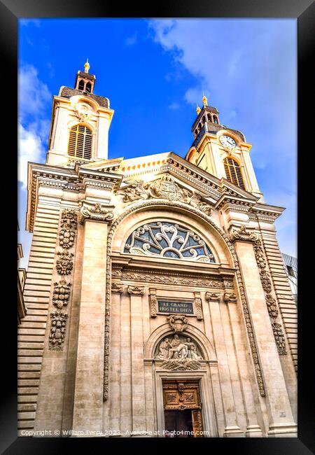 Hospital Hotel -Dieu Chapel Outside Facade Lyon France Framed Print by William Perry