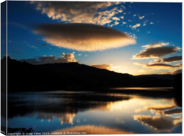 Lenticular Cloud Sunset Grasmere Lake District. Canvas Print by Craig Yates