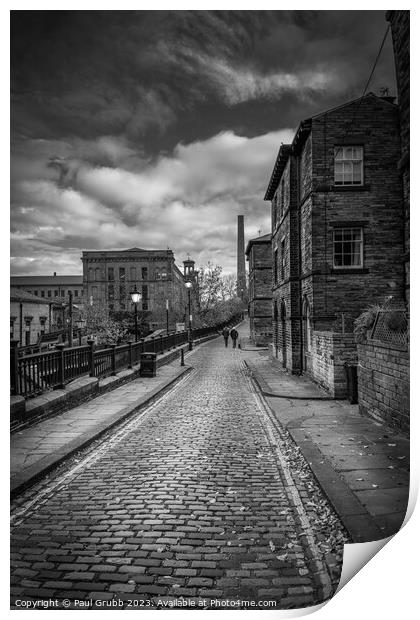 Saltaire Street in Black and White Print by Paul Grubb