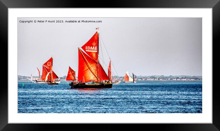 Red Sails On The River Framed Mounted Print by Peter F Hunt