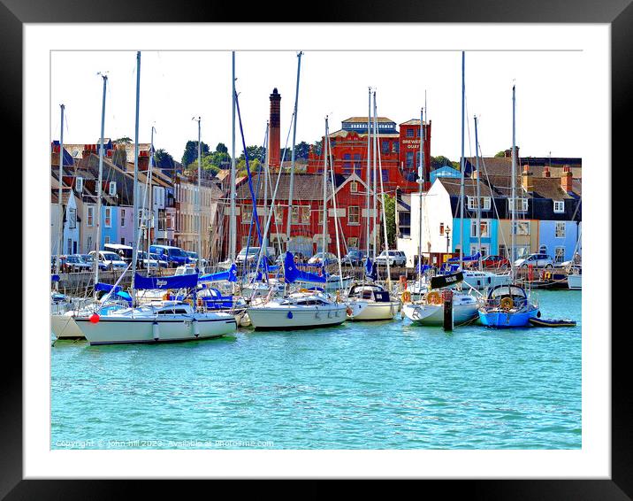 Vibrant Quay with Yachts in Weymouth Framed Mounted Print by john hill