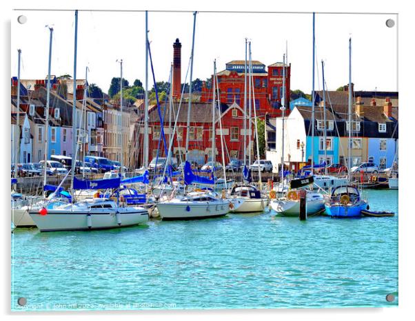 Vibrant Quay with Yachts in Weymouth Acrylic by john hill