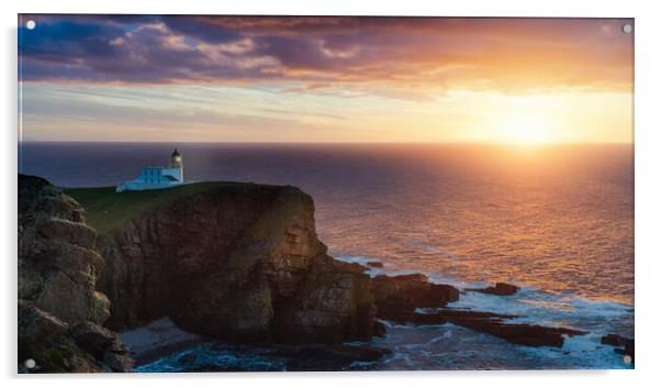 Stoer Lighthouse Sunset  Acrylic by Anthony McGeever