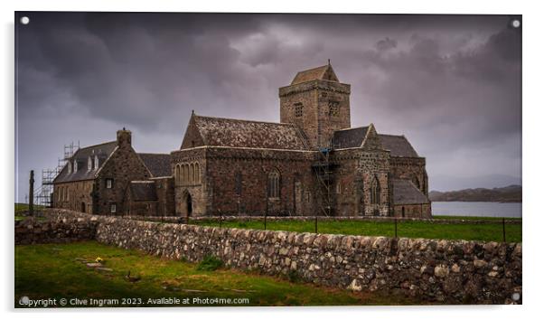 Historic Iona Abbey Acrylic by Clive Ingram