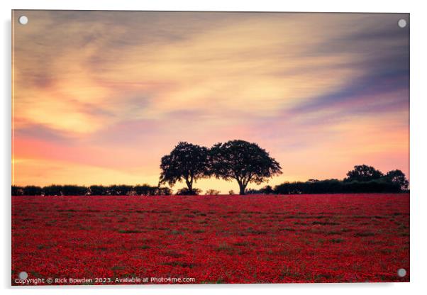 Two Tree Poppy Field Acrylic by Rick Bowden