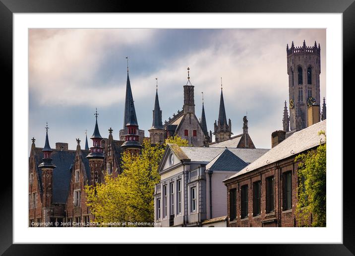 Pointed Towers in Bruges - CR2304-9011-GRACOL Framed Mounted Print by Jordi Carrio