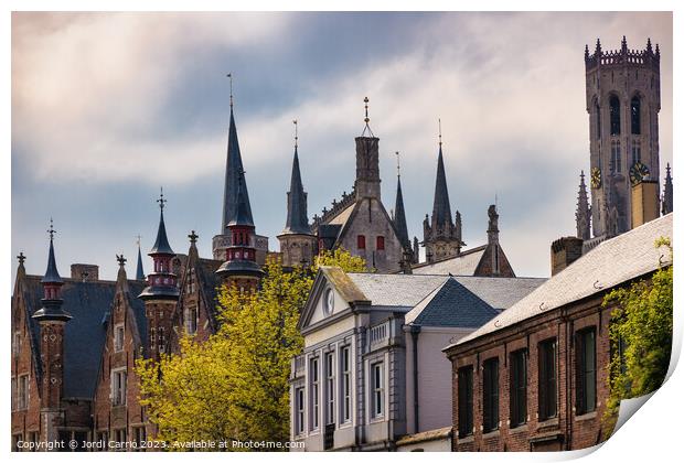Pointed Towers in Bruges - CR2304-9011-GRACOL Print by Jordi Carrio