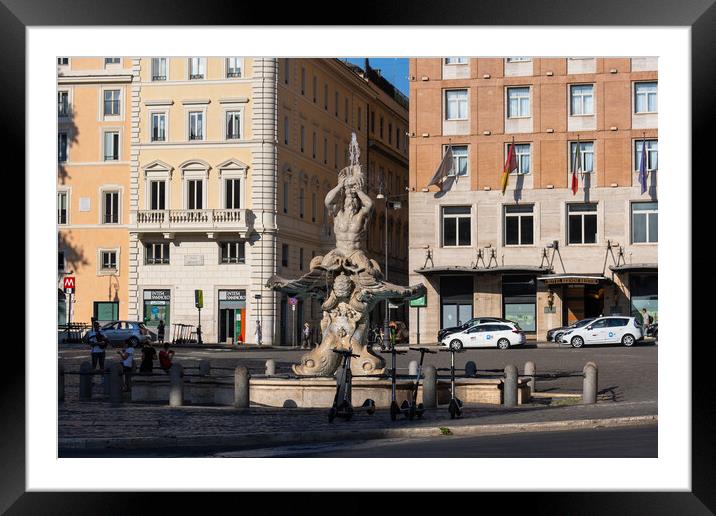 Triton Fountain at Piazza Barberini in Rome Framed Mounted Print by Artur Bogacki