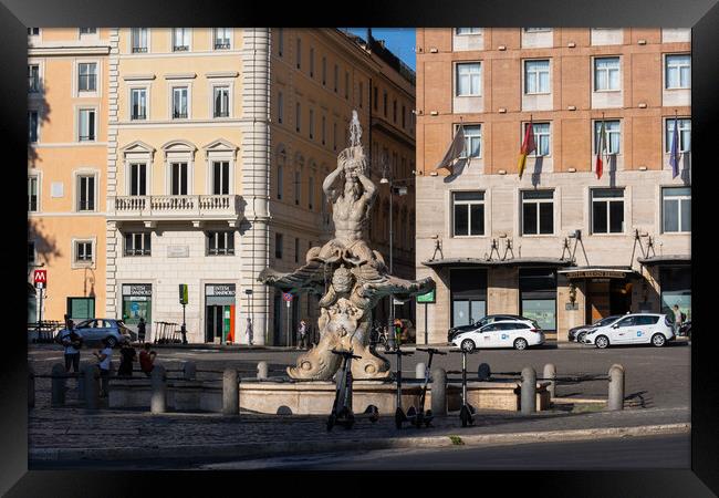 Triton Fountain at Piazza Barberini in Rome Framed Print by Artur Bogacki