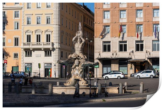 Triton Fountain at Piazza Barberini in Rome Print by Artur Bogacki
