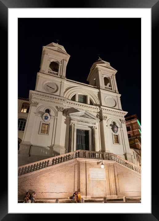 Trinita dei Monti Church at Night in Rome Framed Mounted Print by Artur Bogacki