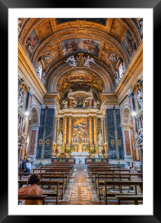 Church of Jesus and Mary Interior In Rome Framed Mounted Print by Artur Bogacki