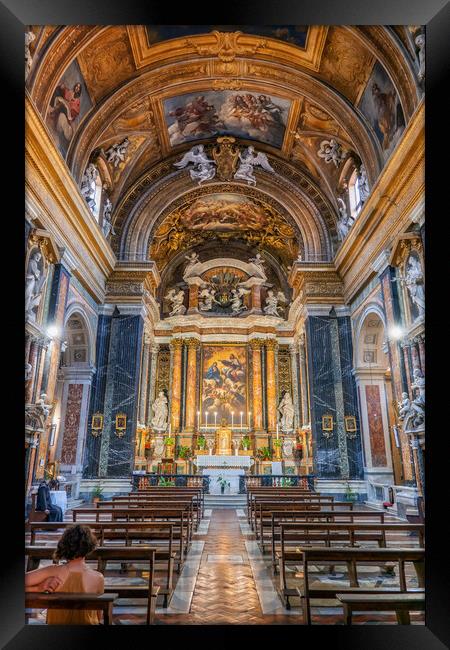Church of Jesus and Mary Interior In Rome Framed Print by Artur Bogacki