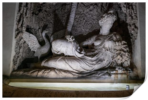 Goddess Juno Fountain At Night In Rome Print by Artur Bogacki