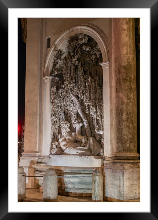 River Tiber Fountain at Night in Rome Framed Mounted Print by Artur Bogacki