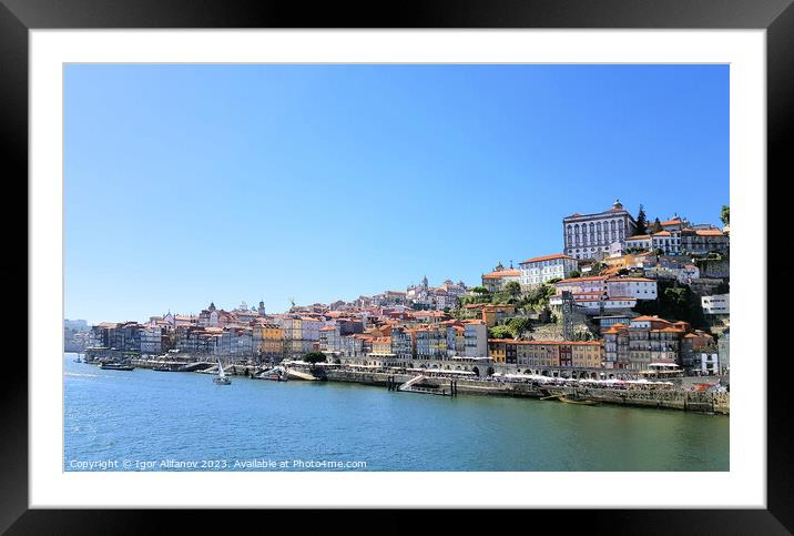 View Of Porto Old Town From Across Douro River Framed Mounted Print by Igor Alifanov