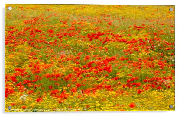 Poppy impressionism Acrylic by Simon Johnson