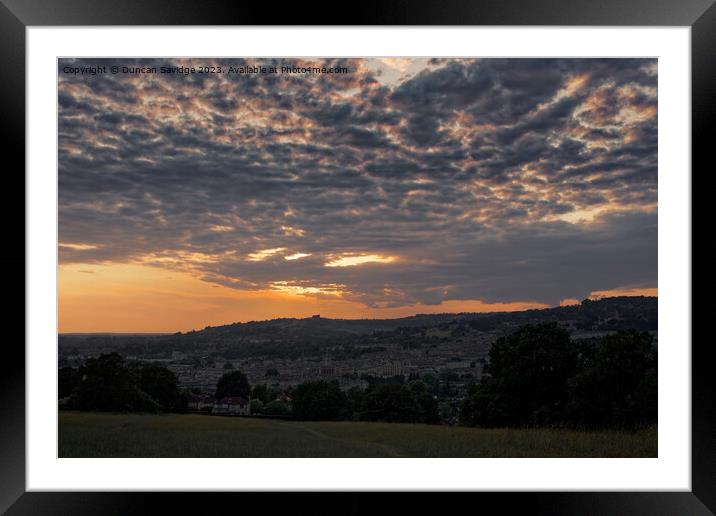 Fiery Sunset over the City of Bath Framed Mounted Print by Duncan Savidge