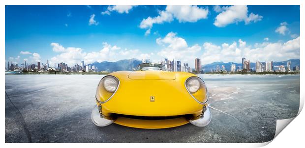 yellow Ferrari 275 GTB bodywork Scaglietti  Print by Guido Parmiggiani