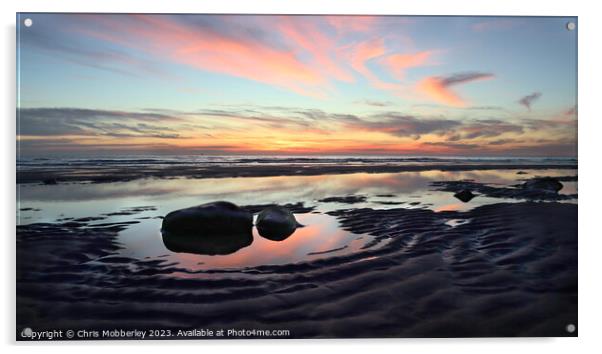 Beach Sunset Acrylic by Chris Mobberley