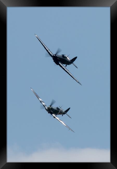 Spitfire and Hurricane Framed Print by J Biggadike