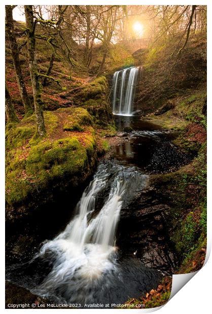 Dalcairney Falls Print by Les McLuckie
