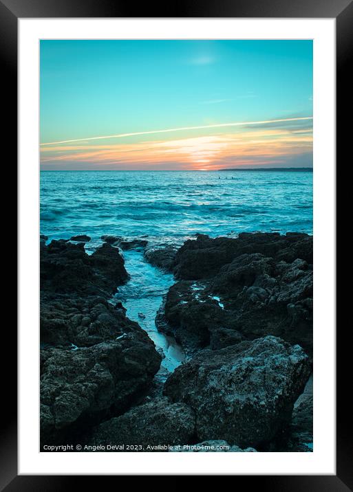 Sunset in Gale Beach. Coast of Algarve Framed Mounted Print by Angelo DeVal