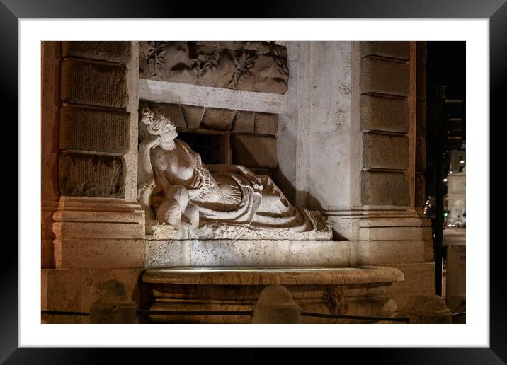Goddess Diana Fountain At Night In Rome Framed Mounted Print by Artur Bogacki